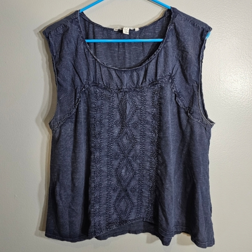 Boho Sleeveless Top by American Eagle Outfitters in Navy Denim Blue Color